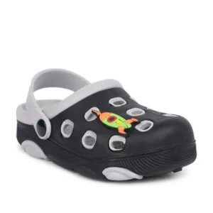Lucy & Luke Black Casual Slingback Clogs For Kids LPMXT-823 By FOOTSY